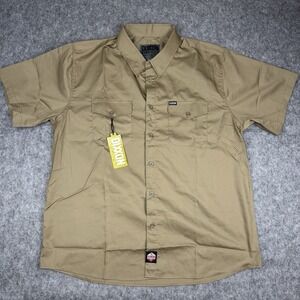 Dixxon Shirt Mens 3XL XXXL Brown Solid Button Up Work Force Form Function NWT